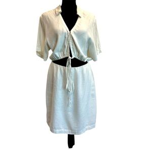 Abercrombie & Fitch Classic White Linen Blend Cut-out Shirt Dress Short Sleeve M